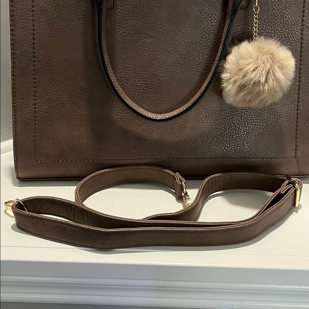 Call It Spring Top Handle Tote with Crossbody Strap Vegan Leather Taupe - Picture 16 of 17